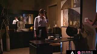 Perfect lesbian duo Abella Danger and Haley Reed go from oiled massage to intense wet pussy licking and scissoring.