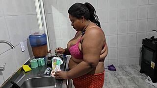 oh god, my stepson just fucked me hard in the kitchen, pounding my big ass and tits until i squirted everywhere