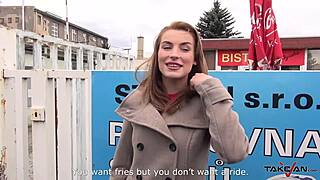 Blond Secretary with Skinny Body and Tight Tits Fucks Stranger in Car Outdoor