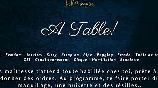 i feel so aroused by this french femdom milking on the table with cei instructions