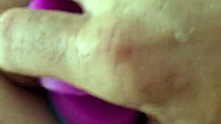 she grabs the rainbow dildo for some chubby brunette anal play with toys.