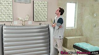 Blonde Milf with Big Tits Hints at Sensual Handjob in Nuru Massage Session