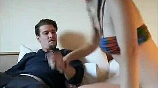 Slutty Teen with Nice Ass, Small Tits, and Big Nipples Sucks Hardcore in Homemade Video