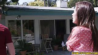 Emma Stone gags while sucking Richie's big cock