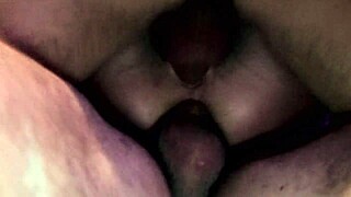 fucking blonde milf mom in fishnets bent over on bed with anal gaping