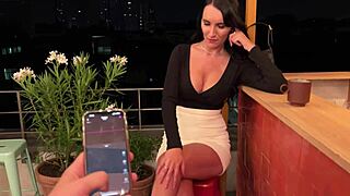 orgasm control in a paris cafe leads to an intense blowjob in a public toilet with cum on tits