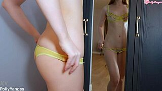 Blonde teen pornstar masturbates her tight shaved pussy close up in solo session