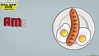 Cheating couple bends over in bathroom for doggystyle pounding with cumshot on ass