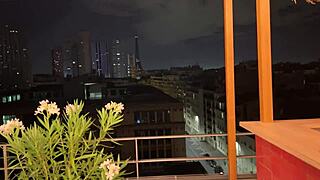 orgasm control in a paris cafe leads to an intense blowjob in a public toilet with cum on tits