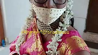 Indian crossdresser Lara Dsouza in saree—oh, watch her model and tease with that shemale allure!