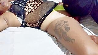 Brazilian Crossdresser Fucks Ebony Guy with Creampie in Fetish Action