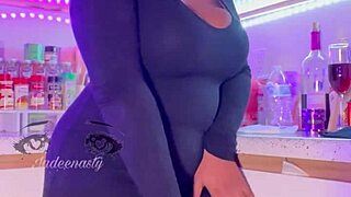 Ebony Ms Bulma Briefs Strips and Squirts in Kitchen Show