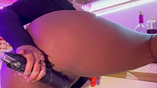 Ebony Ms Bulma Briefs Strips and Squirts in Kitchen Show