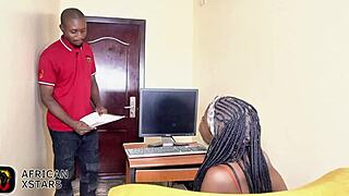 She exploits job applicant in office by fingering and fucking his narrow ass!