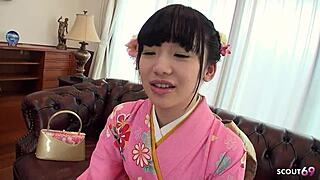I Feel Thrilled As Japanese Geisha Teen 18+ Plays Her Hairy Pussy In First Time Uncensored Cosplay Casting
