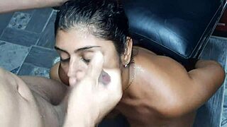 I feel my stepmom sucking my cock in the kitchen