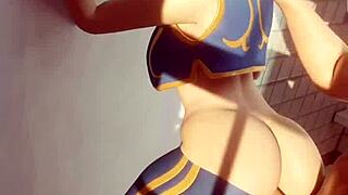 fortnite chun li sneaks into the bathroom for rough anal cheating sex with squirting