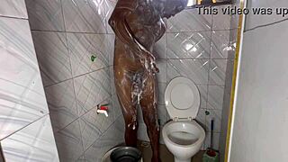 Shower Time With Big Black Monster Cock and Soapy Stroking