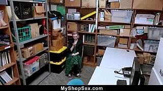 Stealing Teen 18+ Gets Caught and Rides Officer Hard in Office for Freedom