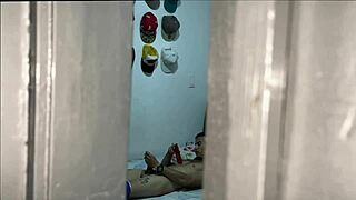 Hey, she catches me jerking in the room and jumps in to ride my big cock with her huge ass