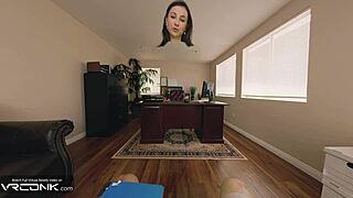 Skinny Violet from The Incredibles engages in activity on table in ripped uniform for cosplay parody