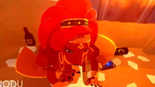 I feel so turned on watching Urbosa sucking and fucking that huge cock