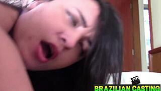 This Brazilian brunette with massive ass and tits devours cock orally while moaning wildly in amateur action.