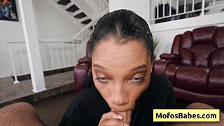 sexy busty ebony sucks huge white dick and gets moist bald black cunt fucked hard