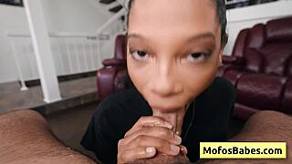 sexy busty ebony sucks huge white dick and gets moist bald black cunt fucked hard