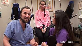 Whoa, watch this journalist girl get interrupted by the screaming nurse in latex gloves and handcuffs!