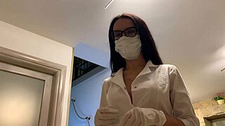Overwhelmed by desire as hot nurse in latex gloves delivers intense sex therapy