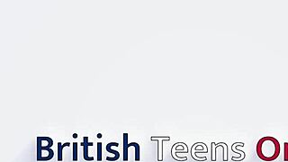 British 18 year old girl next door gives first time handjob to older neighbor in lingerie with natural tits