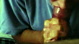 amateur wife deepthroats monster cock with sloppy fetish blowjob and handjob on webcam