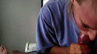 amateur wife deepthroats monster cock with sloppy fetish blowjob and handjob on webcam