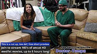 Dr Tampa guided Aria Nicole through the latex glove procedure backstage in Florida, focusing on her natural tits and pov spreading.