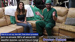 Dr Tampa guided Aria Nicole through the latex glove procedure backstage in Florida, focusing on her natural tits and pov spreading.