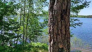 Experience a close-up POV encounter with a cute slut riding cowgirl outdoors for creampie cum in a neutral, everyday setting