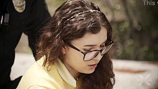 Officer Step-Daddy Leana Lovings in Taboo Police Blowjob and Cumshot at Work