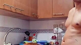 I find my mother-in-law in the kitchen wearing sexy clothes and I can't resist fucking her