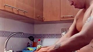 I find my mother-in-law in the kitchen wearing sexy clothes and I can't resist fucking her