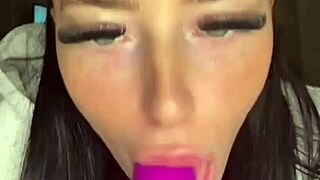 Slutty british girlfriend delivers horny pov blowjob and masturbation with squirting orgasm in college reality.