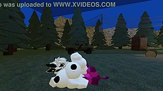 Pregnant woman fucking husband on Roblox with monster action in raw session.