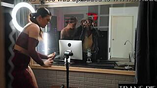 Adorable Shemale Daisy Taylor Teases with Her Big Cock Before Intense Transsexual Fucking Session in Lingerie