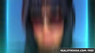 In this reality kings scene, Bree Daniels, Rebecca Linares, and Celeste Star dive into a steamy lesbian threesome with kissing and masturbation