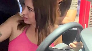 latina milf at gas station shows big ass and tits before outdoor orgasm and cumshot