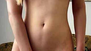 Intense pussy rubbing leads to explosive orgasm for skinny teen Maiskii in homemade solo session