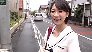 i can't resist cute japanese amateur with natural tits giving blowjob leading to creampie cumshot in hardcore homemade session