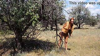 Shy Aboriginal in Outdoor Cosplay