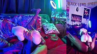 Your Neighborhood Spidey Oiled Up and Masturbating with Monster Black Cock Toy