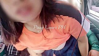 suggestive pinay beauty gets roughly taken on public road in car scandal with creampie finish